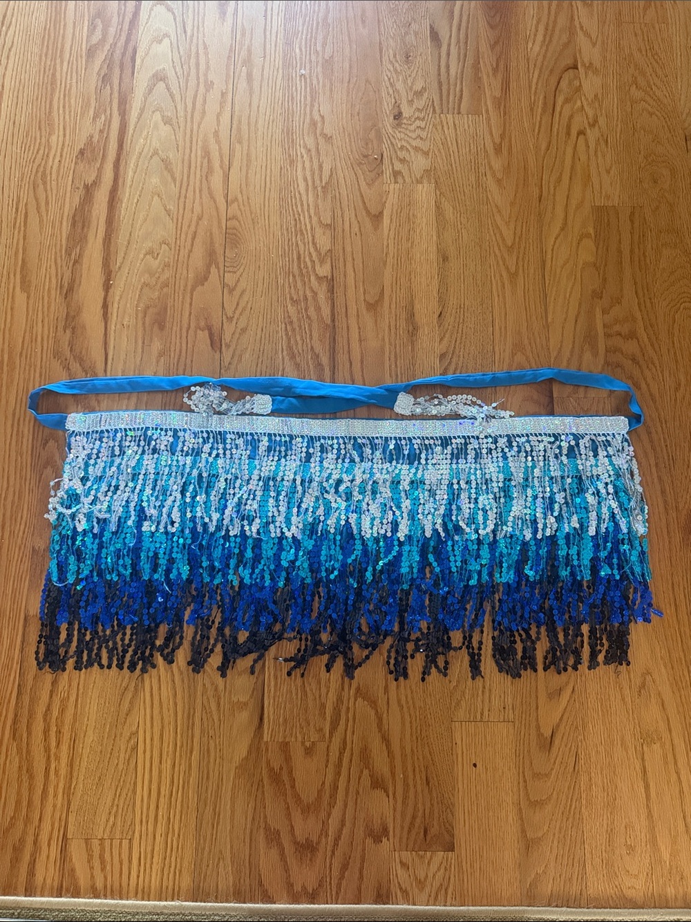 Blue Ombre Beaded Fringe Hip Belt